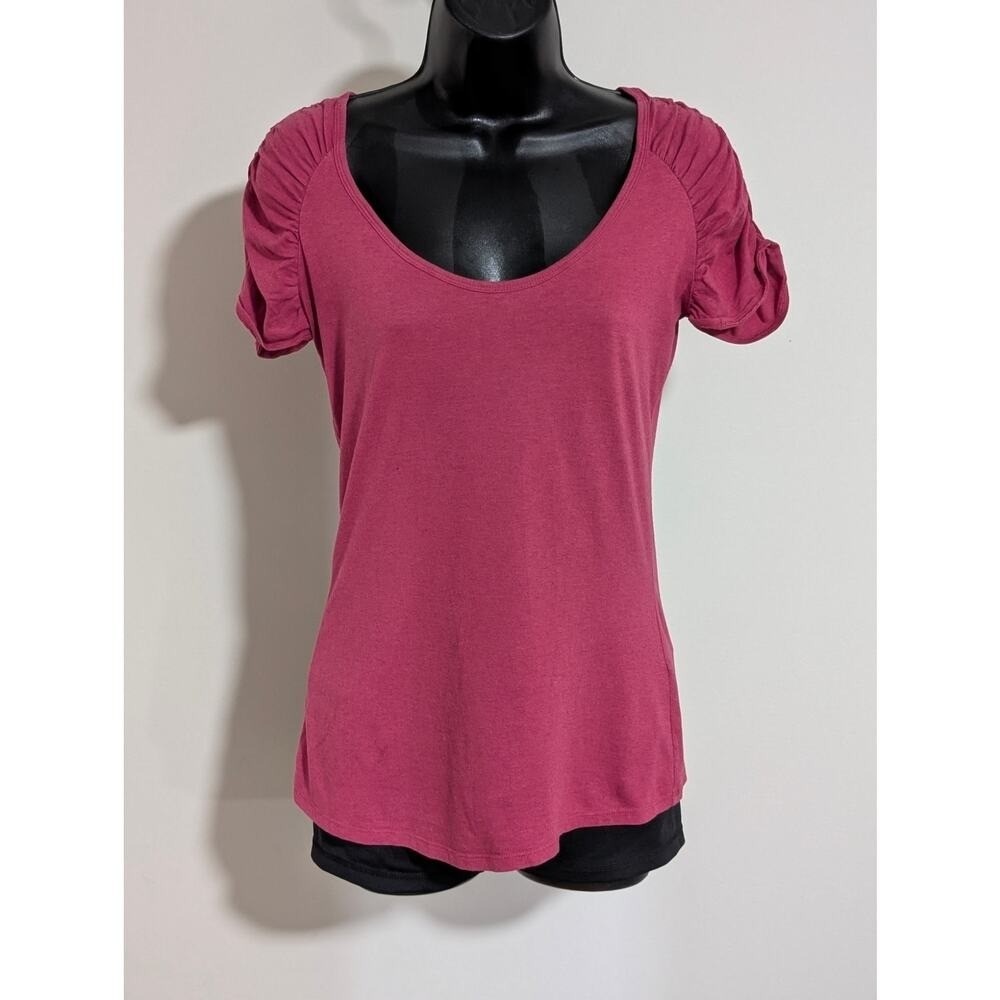The Limited Pink Ruched Sleeve Shirt Blouse Top- Size Medium